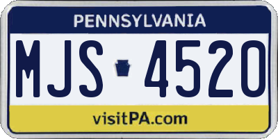 PA license plate MJS4520