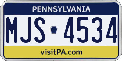 PA license plate MJS4534