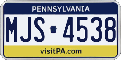 PA license plate MJS4538