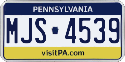PA license plate MJS4539