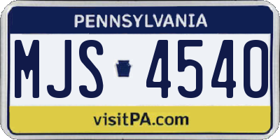 PA license plate MJS4540