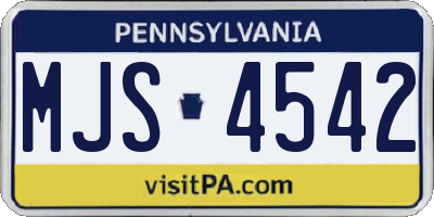 PA license plate MJS4542