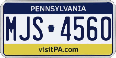 PA license plate MJS4560