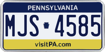 PA license plate MJS4585