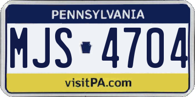 PA license plate MJS4704