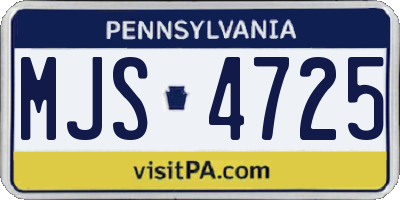 PA license plate MJS4725