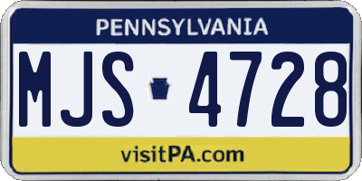 PA license plate MJS4728