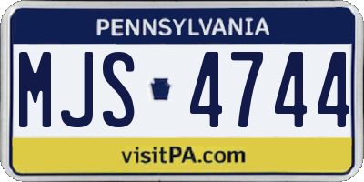 PA license plate MJS4744