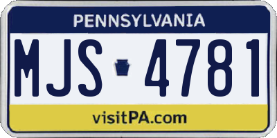 PA license plate MJS4781