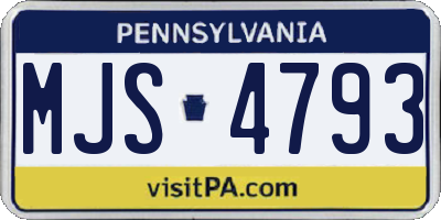 PA license plate MJS4793