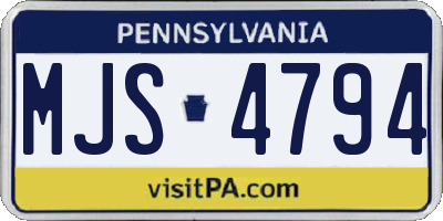 PA license plate MJS4794