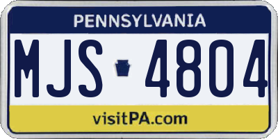 PA license plate MJS4804