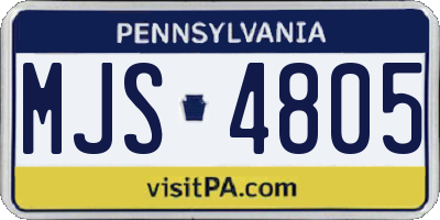 PA license plate MJS4805