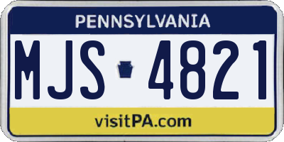 PA license plate MJS4821