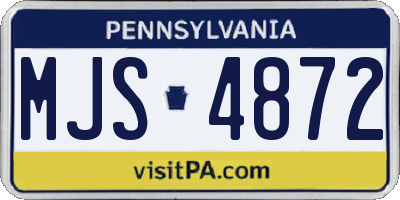 PA license plate MJS4872