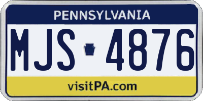 PA license plate MJS4876