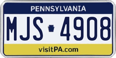 PA license plate MJS4908