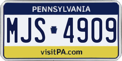 PA license plate MJS4909