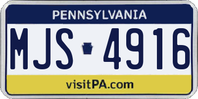 PA license plate MJS4916