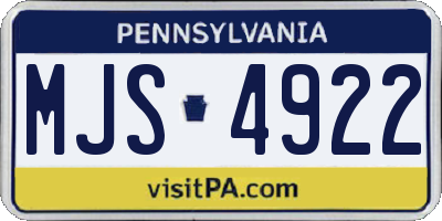 PA license plate MJS4922