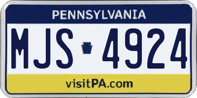 PA license plate MJS4924