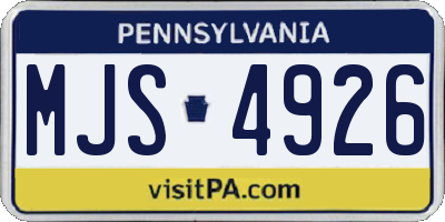 PA license plate MJS4926
