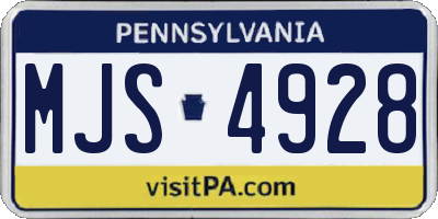 PA license plate MJS4928