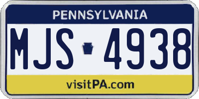 PA license plate MJS4938