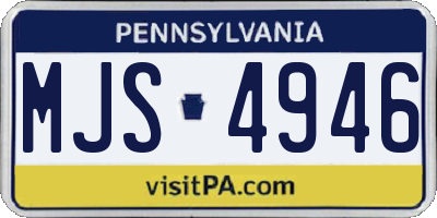 PA license plate MJS4946
