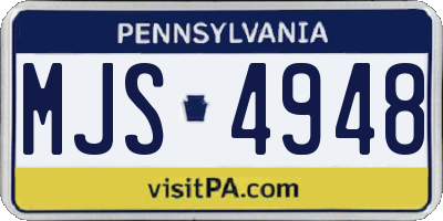 PA license plate MJS4948