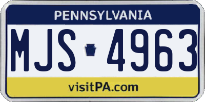 PA license plate MJS4963