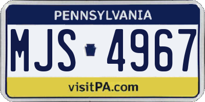 PA license plate MJS4967