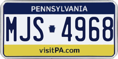 PA license plate MJS4968