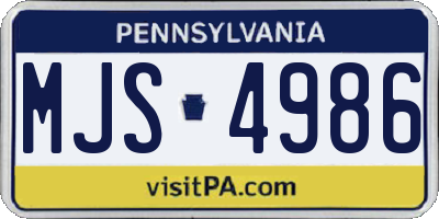 PA license plate MJS4986