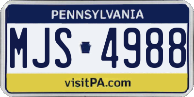 PA license plate MJS4988