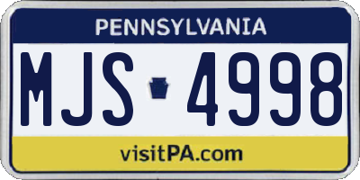 PA license plate MJS4998