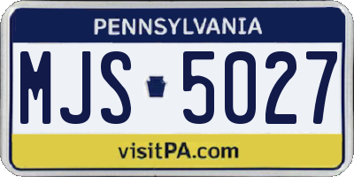 PA license plate MJS5027