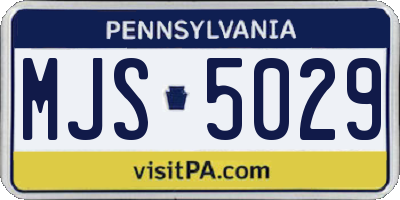 PA license plate MJS5029