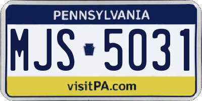 PA license plate MJS5031