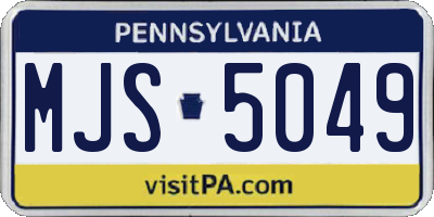 PA license plate MJS5049