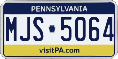 PA license plate MJS5064