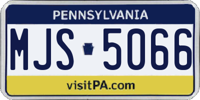 PA license plate MJS5066