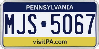 PA license plate MJS5067