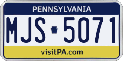 PA license plate MJS5071