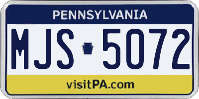 PA license plate MJS5072