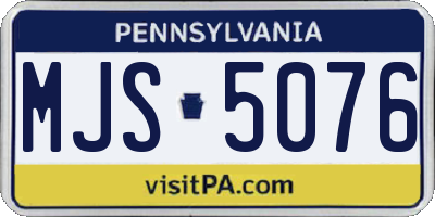 PA license plate MJS5076