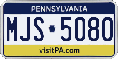 PA license plate MJS5080