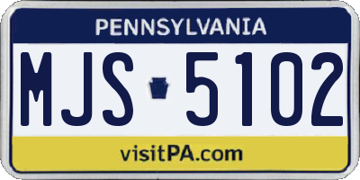PA license plate MJS5102