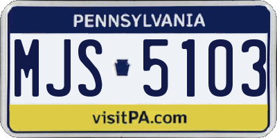 PA license plate MJS5103