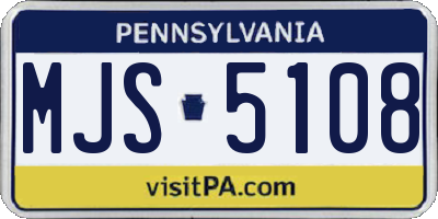 PA license plate MJS5108